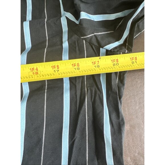 O Shirt Womens Black & Blue Striped Button-Up Shirt Size 14 By Cotton/Polyester - Picture 10 of 12